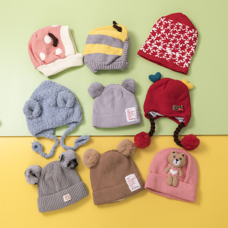 Stock children's cap broken color offset code hat knitted hat processing hat stall blind box supply generation