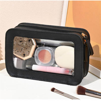 New leather cosmetic bag outdoor travel beauty bag simple transparent pvc waterproof cosmetic storage bag wholesale