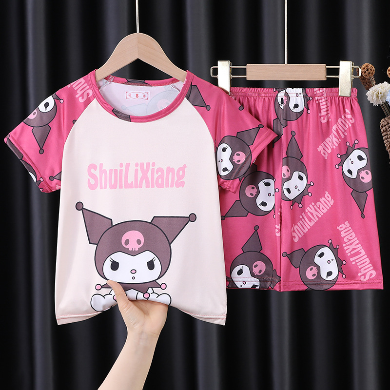 Foreign trade Indonesia summer children's pajamas 2023 boys and girls home wear suit short sleeve cartoon Piyama anak