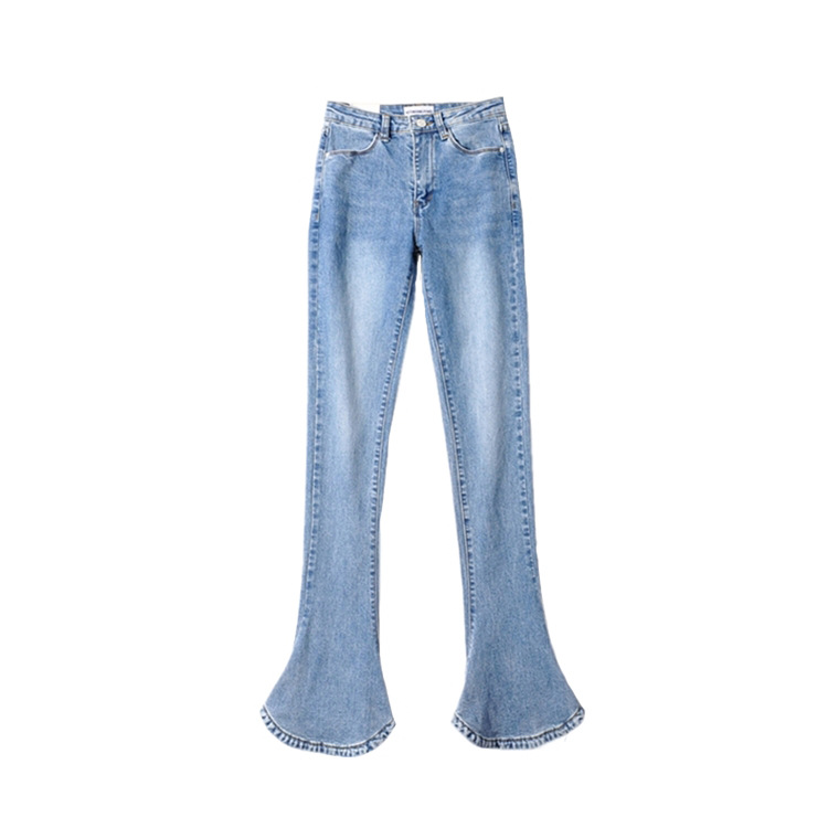 European and American Style Jeans Trousers Women's New Design Sense Slim-Fit Slim Super Showing Leg Long Micro-Sizzle Personalized Horseshoe Pants