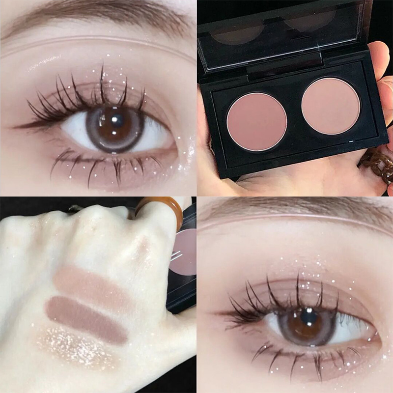 Phantom Bear Two-color Eye Shadow Blue Black and White Mini 2-color Eye Shadow Pearlescent Matte Live TikTok Quick Hand Same Style