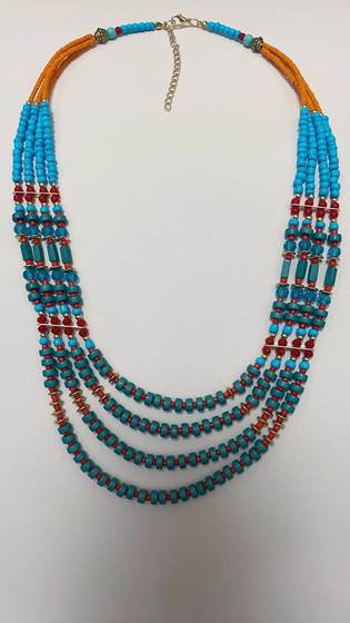 Ethnic style forehead decoration necklace dual-use 4-layer rice beads bohemian travel photography performance decoration hair accessories female handmade