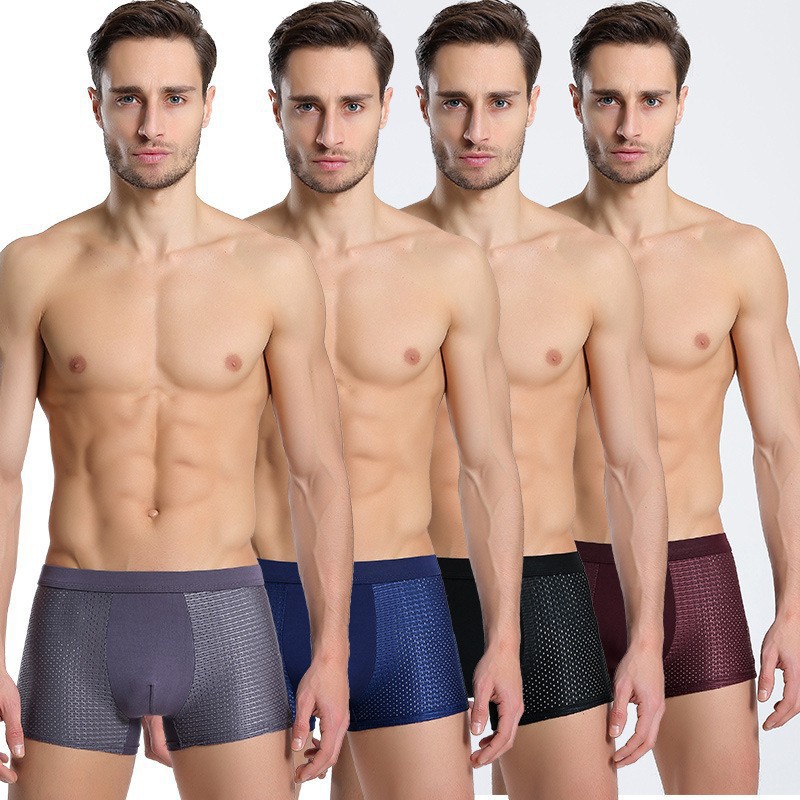 Foreign trade popular quick-drying mesh Ice Silk men's boxer briefs summer breathable refreshing mesh thin plus size underwear