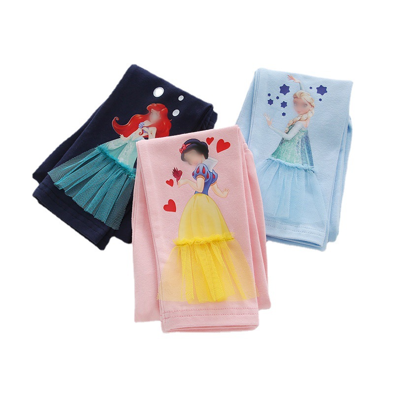 Girls' pants spring and summer children's cotton Cartoon Cartoon tights Korean version of blue leggings spot a generation of hair