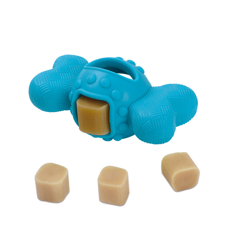 Pet Toy Gnawing Molar Leaking Eating to Relieve Boring Beef Sticks Cheese Steel Plate Bone Dog Toy