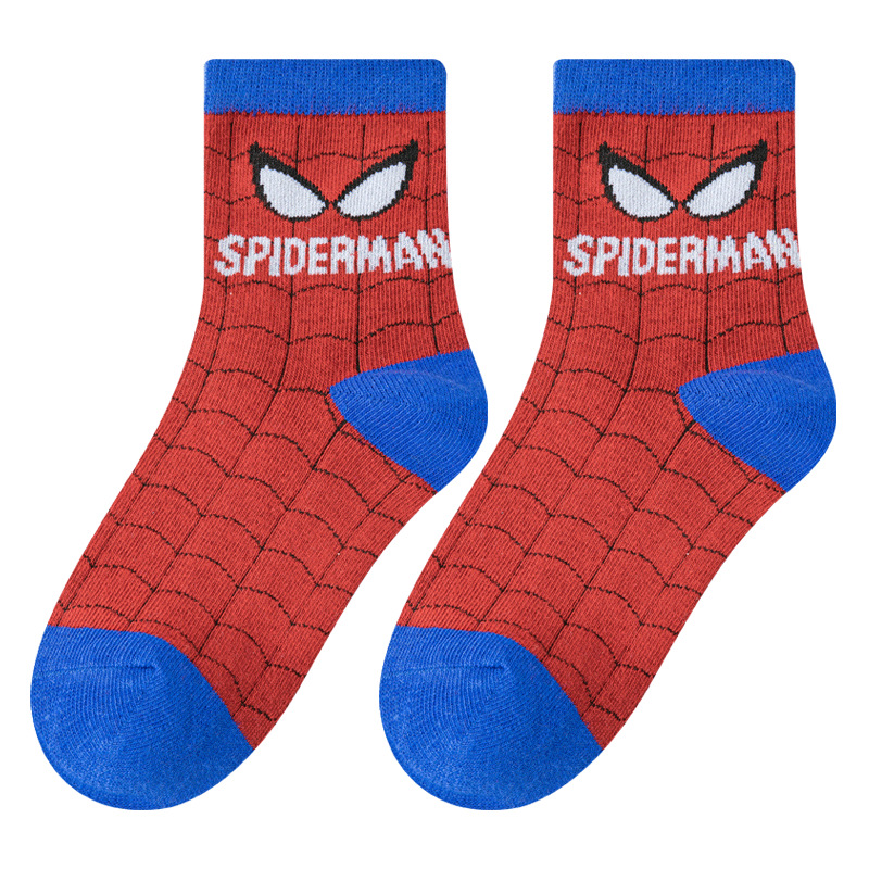 Boys Socks Spiderman Spring and Autumn Breathable Combed Cotton Mid-length Socks Autumn and Winter Middle School Students Cartoon Socks jum