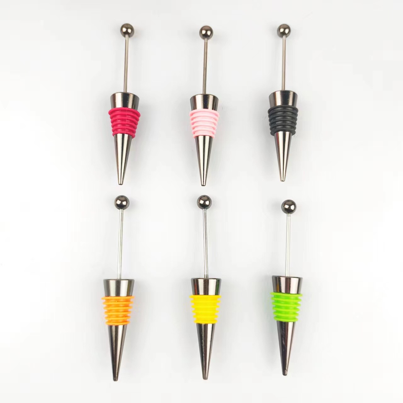 Spot diy beaded red wine stopper with beads long rod silicone bottle stopper color red wine champagne stopper wine stopper