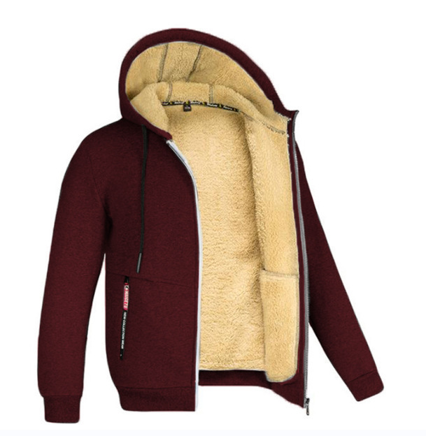 Winter Sweater Men's Hooded Fashionable Handsome All-match Loose Jacket Autumn and Winter Velvet Thickened Clothes with Printed LOGO