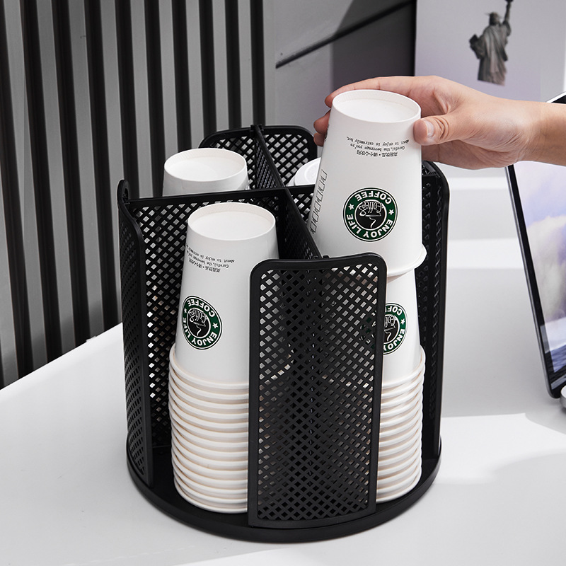 Coffee Paper Cup Holder Disposable Cup Taker Desktop Storage Rack Rotating Storage Rack Milk Tea Shop Storage Rack