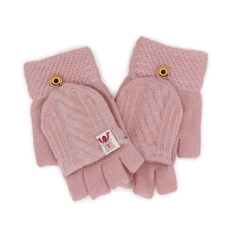 Stringed gloves women's writing simple antifreeze winter half finger flip riding knitted warm gloves winter wholesale