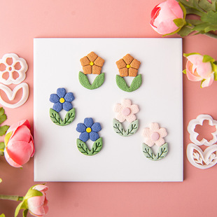 New Flower Soft Pottery Earrings Mold Fresh Flower Leaves Handmade Clay Jewelry Pendant Cutting Mold Hand Tools