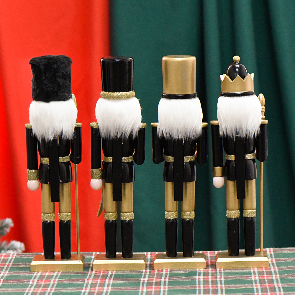 23 new 30cm black gold hair Nutcracker King wooden crafts Lotus cartoon Christmas decoration