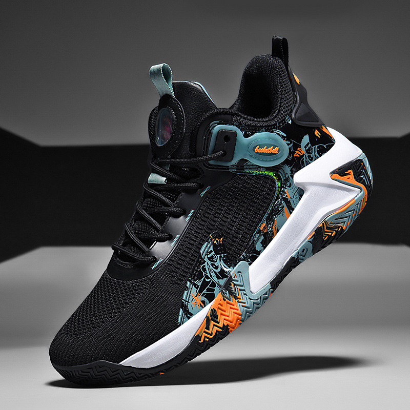 Basketball Shoes Men's Flying Weaving Sports Casual Shoes Men's Shoes Large Size 47 48 Breathable Mesh Shock Absorbing Anti-Slip Wear-Resistant Sneakers