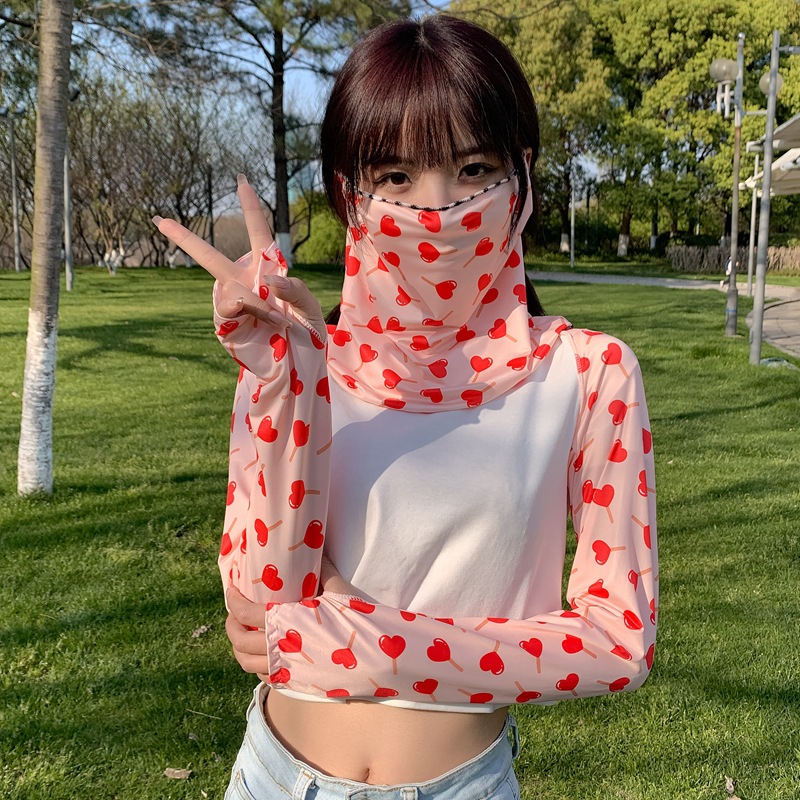 Cycling Ice Silk Sunscreen Shawl Outdoor Summer Women's Mask Integrated Shoulder Sleeve Neck Shade UV Protection Sleeve