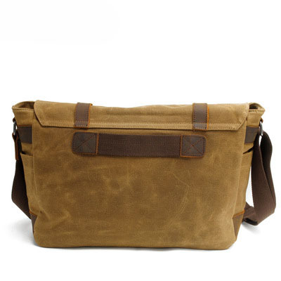 Vintage Canvas Shoulder Bag Casual Crossbody Men's Bag Wax Waterproof Canvas Computer Bag with Crazy Horse Leather Postman Bag_voghion.com