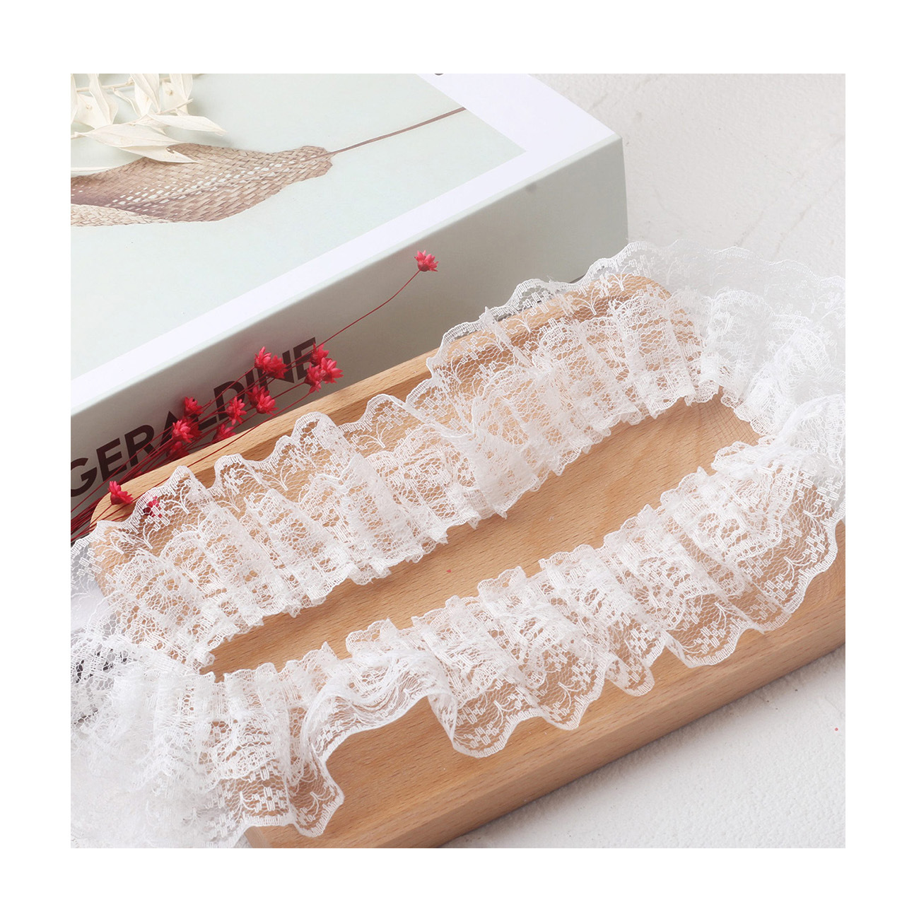 In stock 5cm double layer lace pleated Lolita clothing toy craft skirt Cuff accessories discount lace