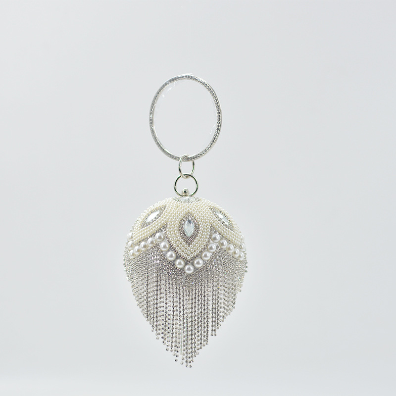 in stock cross-border party flash diamond round pearl handbag female socialite nightclub disco bright diamond portable evening bag