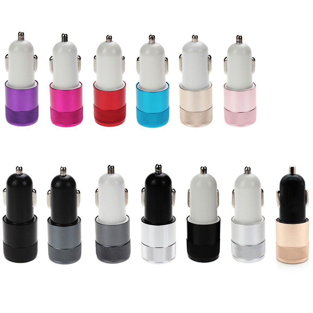 Small steel gun car charger metal dual USB aluminum alloy car charger 2.1A tablet smartphone car charger wholesale