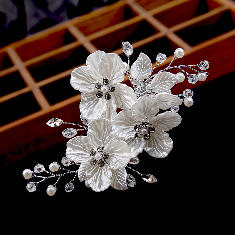 Petal Handmade Dress Women's Side Clip Jewelry Pearl Head Flower Hair Headwear Wedding Accessories Hairpin