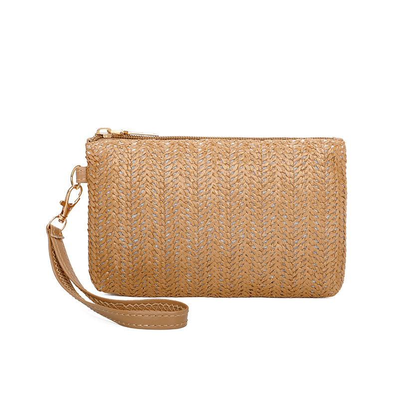 Mobile phone bag women 2023 new long straw hand bag Amazon hot woven mobile phone coin purse wholesale