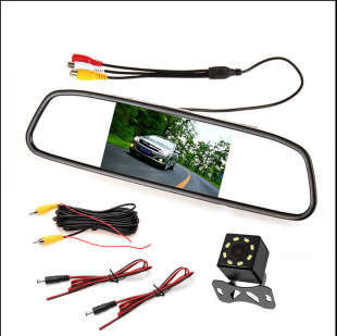 4.3-inch HD Car Rearview Mirror Display reversing priority 2-way input 12-24v reversing image
