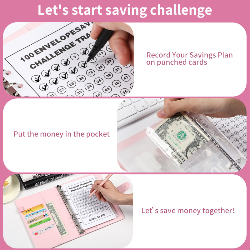 100EnvelopeChallenge loose-leaf book 100-day money saving money saving book challenge cash envelope saving book