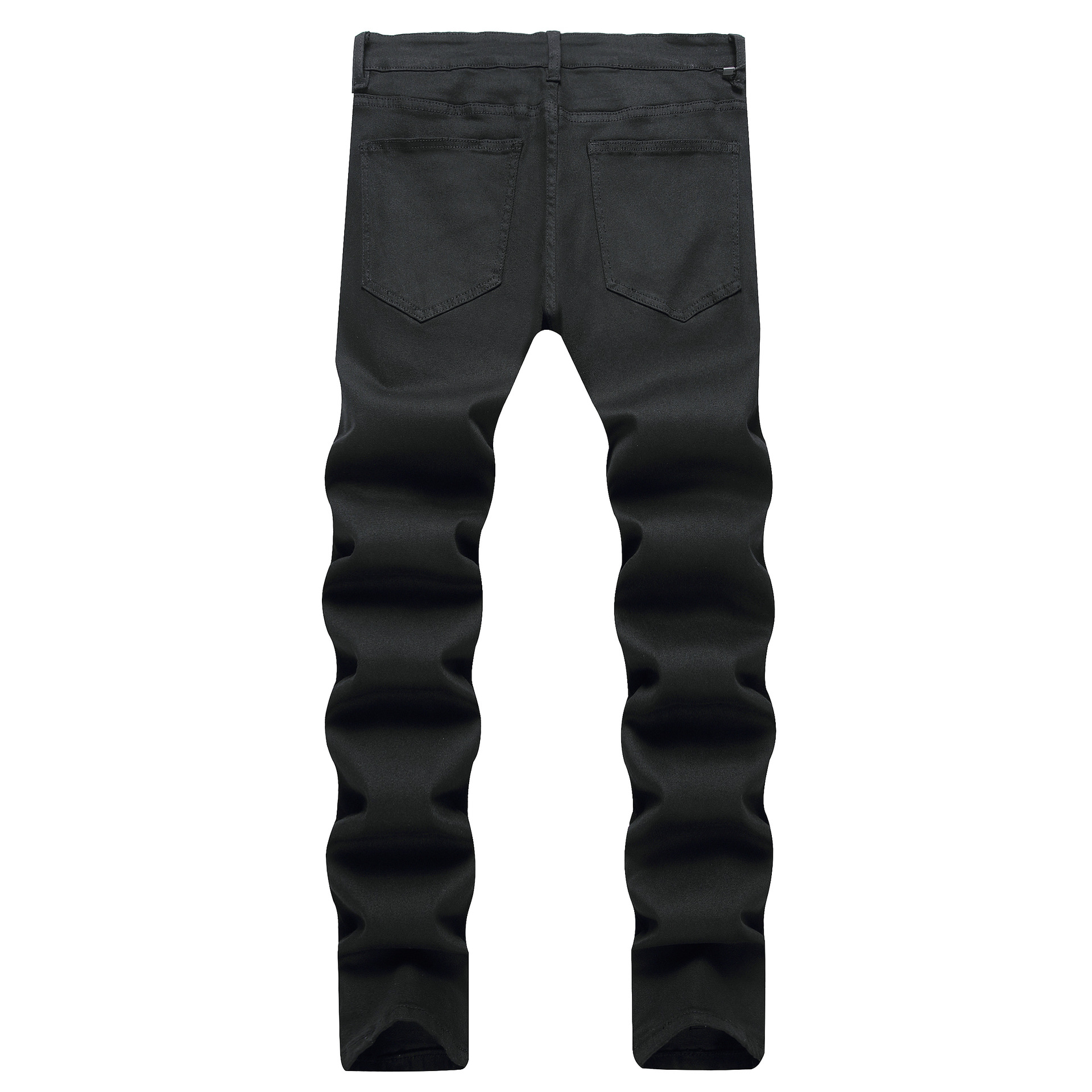 Autumn 2023 new street black men's jeans personalized stretch trendy slim fit skinny mid-waist pants men