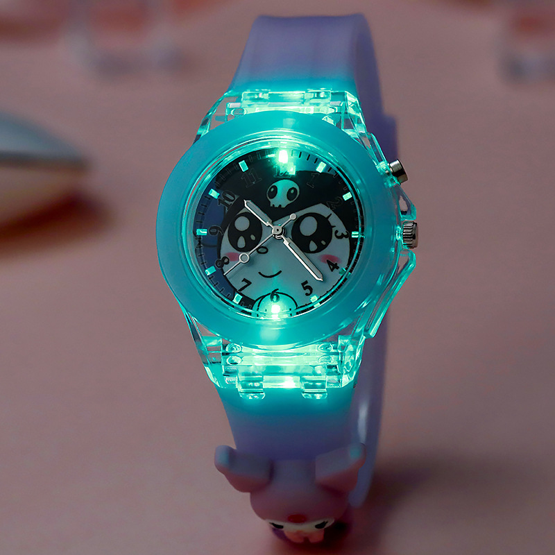 Wholesale primary school children's watch new cartoon colorful flashing light luminous watch doll silicone electronic watch