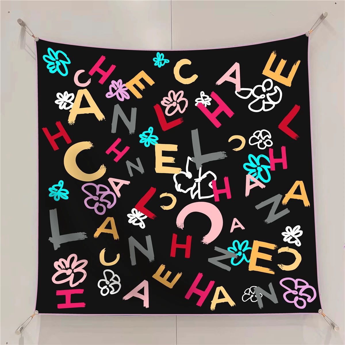 New 90 Square Scarf Handmade Table Edition Printing Machine Curl Women's Headscarf Shawl Twill Large Square Scarf Retro High-Level Sense