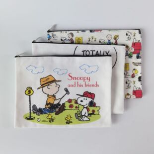 Cross-border Amazon Zipper Canvas Makeup Bag Student Stationery Pencil Case Cartoon Canvas Zipper Bag