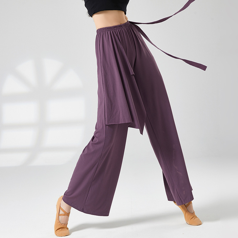 Classical dance loose ribbon wide-leg pants modern dance practice clothes adult Chinese dance performance clothes training dance pants