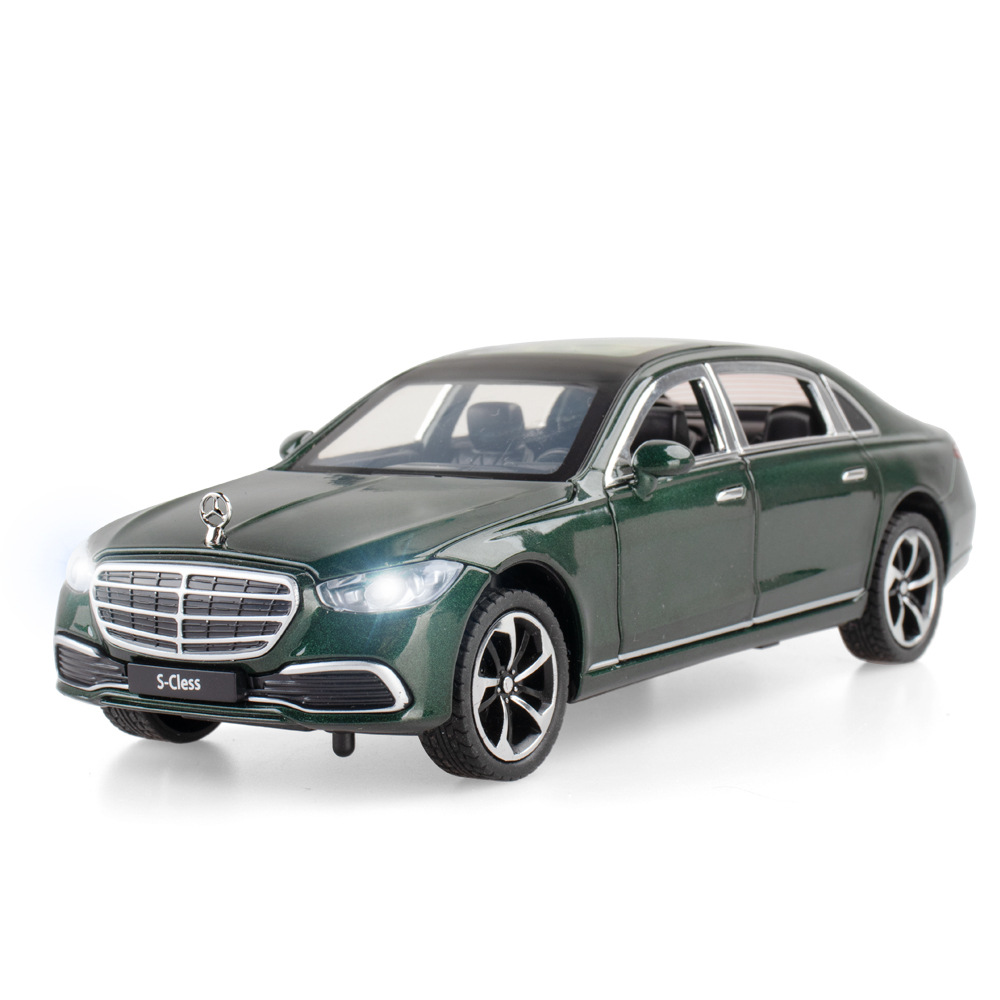 (盒裝）仿真1比24大奔S400L合金轎車汽車模型擺件兒童玩具帶聲光