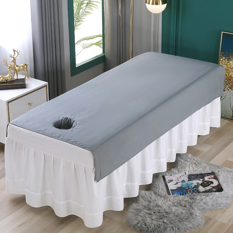 Beauty salon sheets with holes printed logo beauty physiotherapy SPA sheets washable and easy to dry massage sheets thickened wholesale