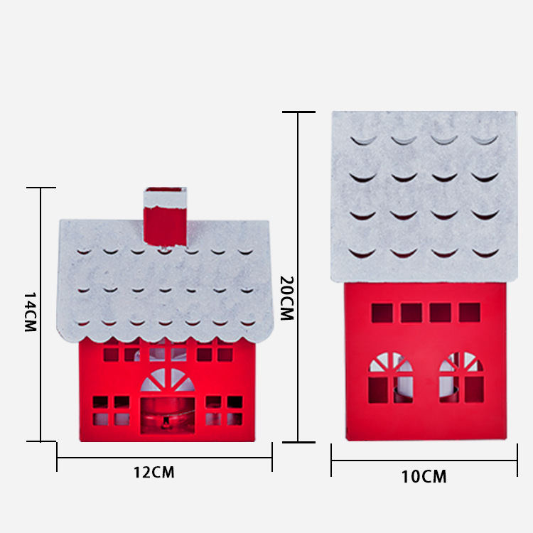 クリエイティブアイアンアートデスクトップクリスマススノーハウスキャンドルホルダークリスマス装飾お祝い用品キャンドルスタンド装飾|undefined