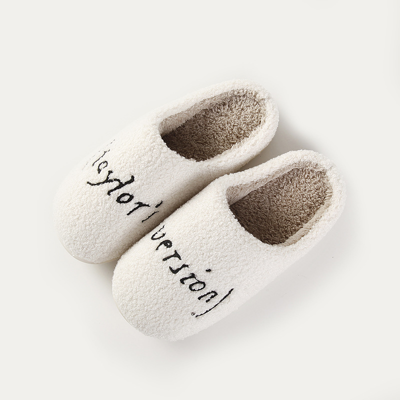New Taylor font cartoon warm winter cotton slippers couple men and women thick bottom soft sole shoes thickened non-slip