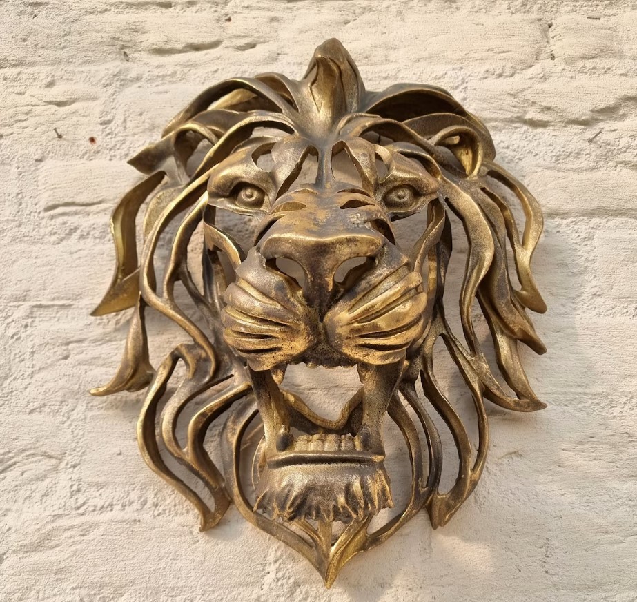 Cross-border new Lion Head Wall Mounted Art Lion Head Art metal sculpture