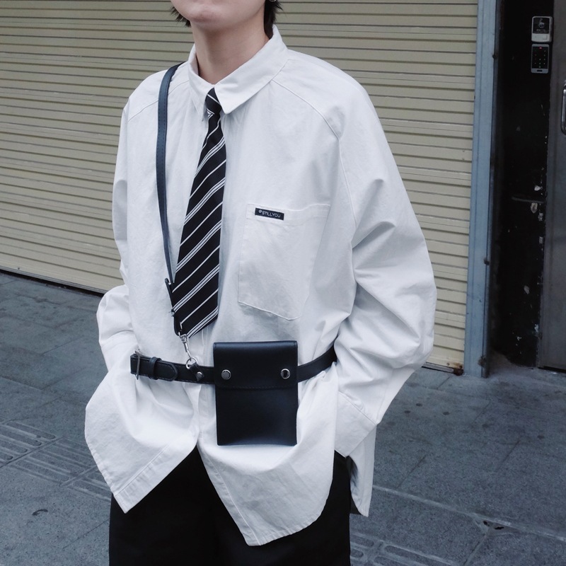 東京日系jkネクタイ免除女子学生男性シャツ制服赤ストライプ演出撮影hブランド潮|undefined