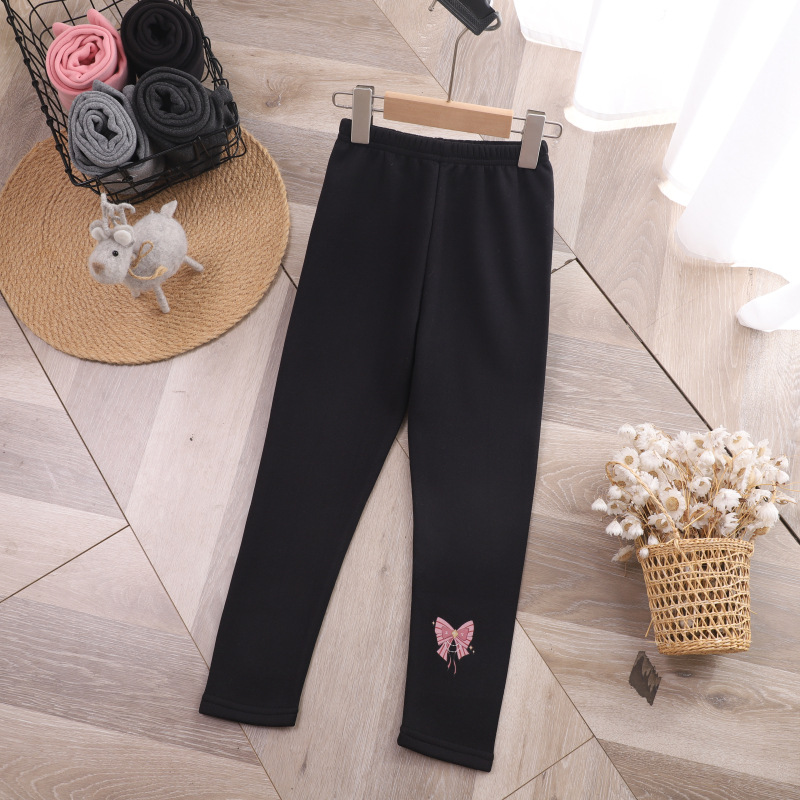 Children's leggings fleece-lined thickened women's casual autumn and winter children's clothing 2023 new fashionable outerwear girls' warm pants