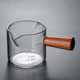 Wooden Handled Double Mouth Milk Cup Coffee Milk Cup Glass Coffee Cup Milk Cup Italian Glass Coffee Measuring Cup