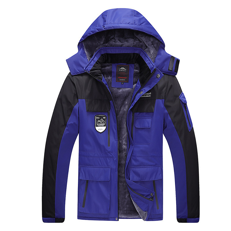 Winter New Fleece-lined Thickened Couples Cotton-padded Clothes Windproof Waterproof Plus Size Plus Size Warm Cold-proof Men's and Women's Rushing Clothes