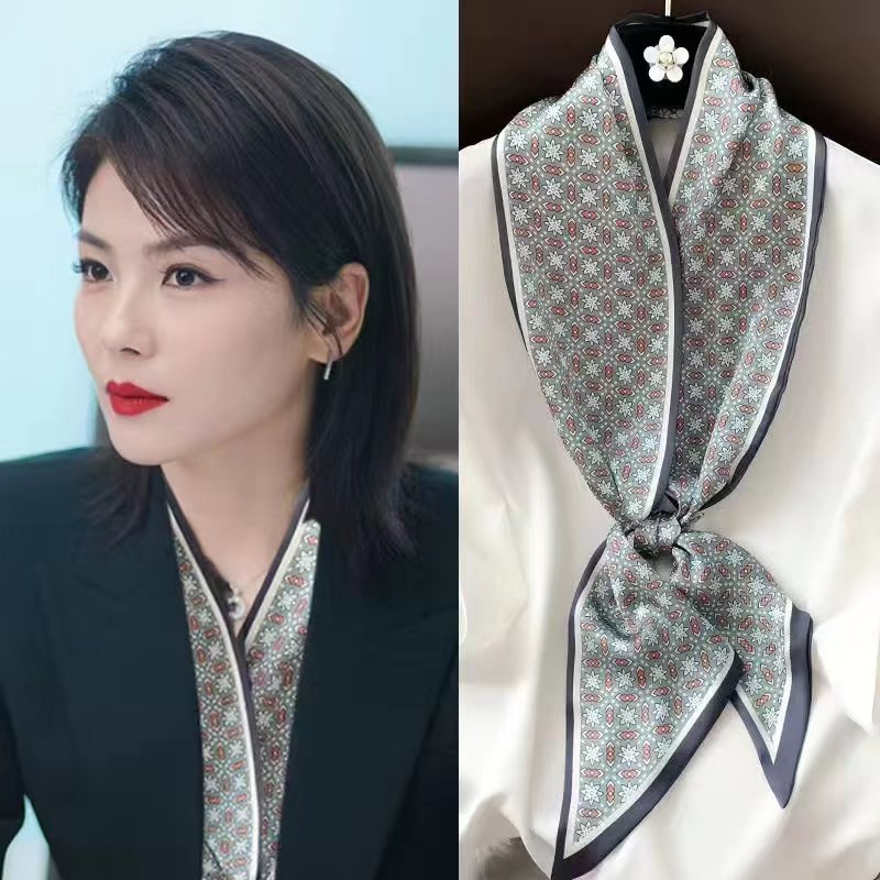 2024 Convenient Small Scarf Women's Popular Spring and Summer All-match Neck Protection Necklace Small Long Scarf Women's Thin