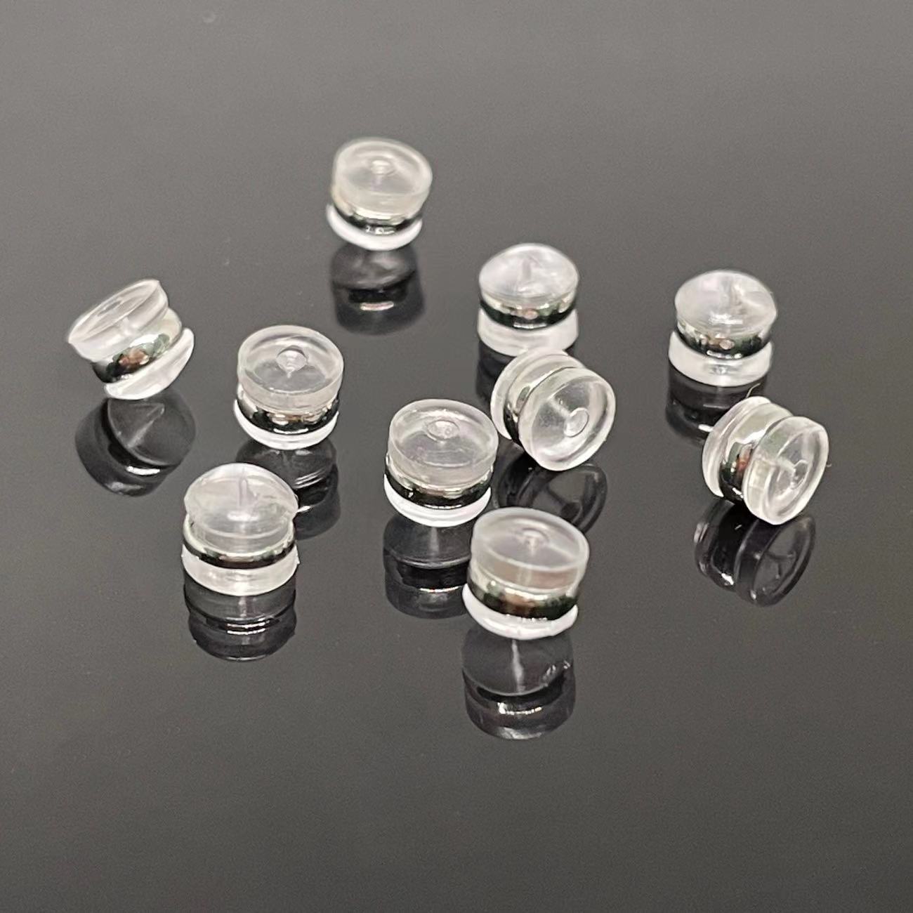 Copper golden edge hamburger ear plug diy earrings accessories transparent plastic anti-drop anti-allergy Korean style ear studs back plug wholesale