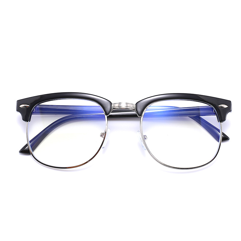 Retro Half-frame Rice Nail Frame 3016 Anti-blue Light Flat Glasses Men's and Women's Goggles Can Be Equipped with Myopia Glasses Frame
