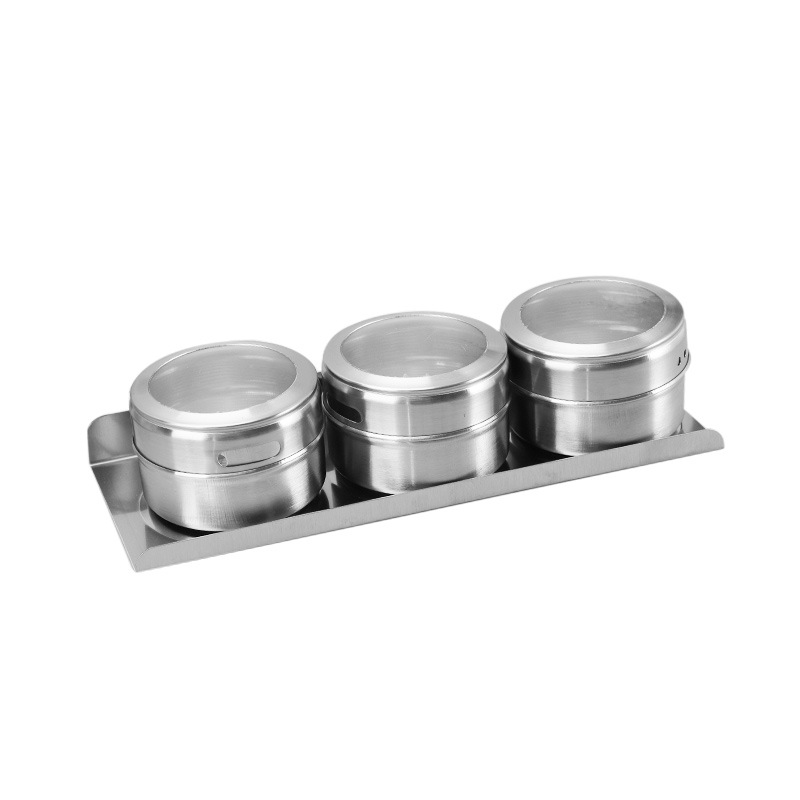 Magnetic suction magnetic seasoning jar household stainless steel magnetic seasoning box dustproof transparent outdoor portable barbecue wholesale
