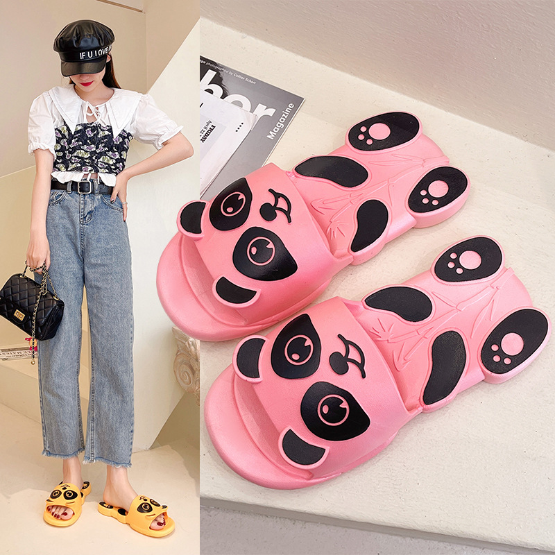 Panda Parent-Child Slippers Women's Summer New Pier Cute Children's Sandals Non-Slip Home Shoes Cartoon Cyber Celebrant Beach Shoes