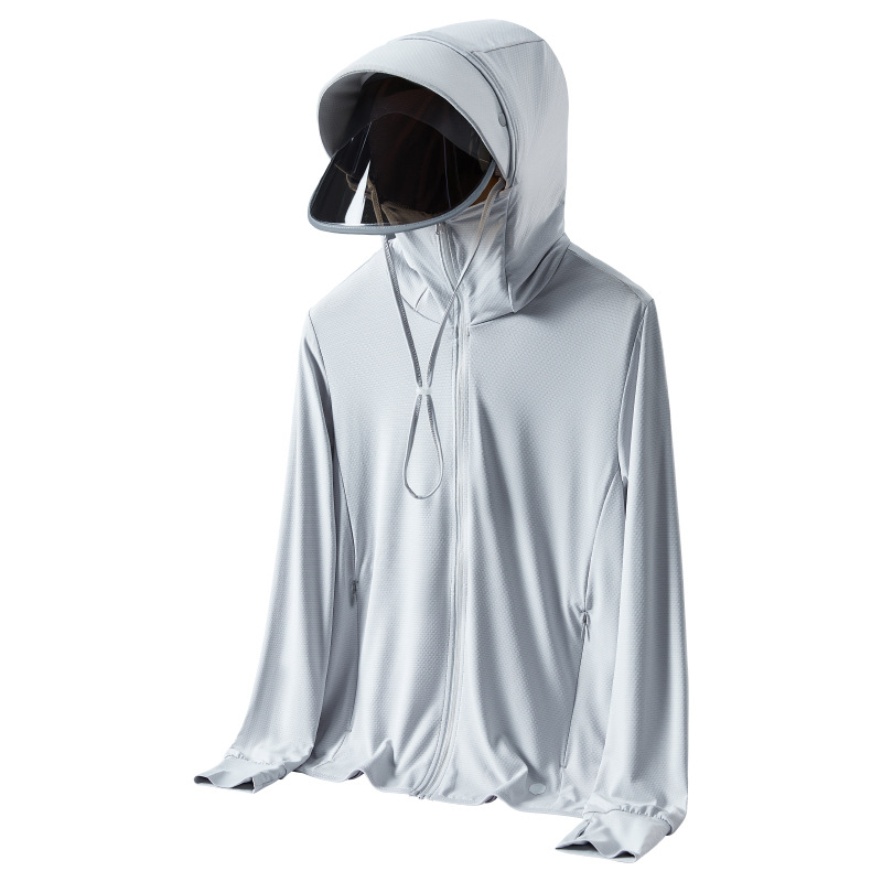 New Spring and Summer Outdoor Ice Silk Original Yarn Sun Protection Clothing Men's Hat Brim Sun Protection Clothing Women's UV Protection Breathable Skin Clothing