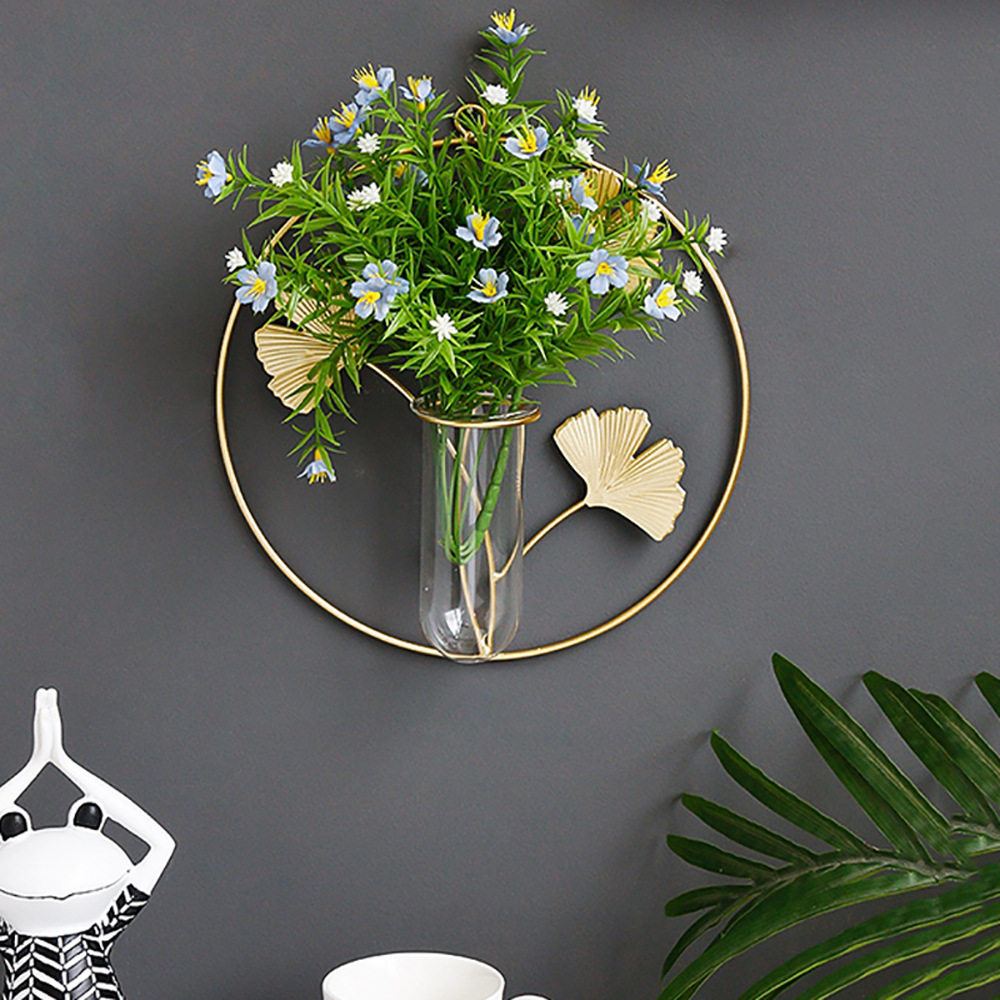 Wrought Iron Vase Ins Style High Color Value Living Room Wall Decorations Advanced Sense Hydroponic Flower Creative Home Wall Decorations