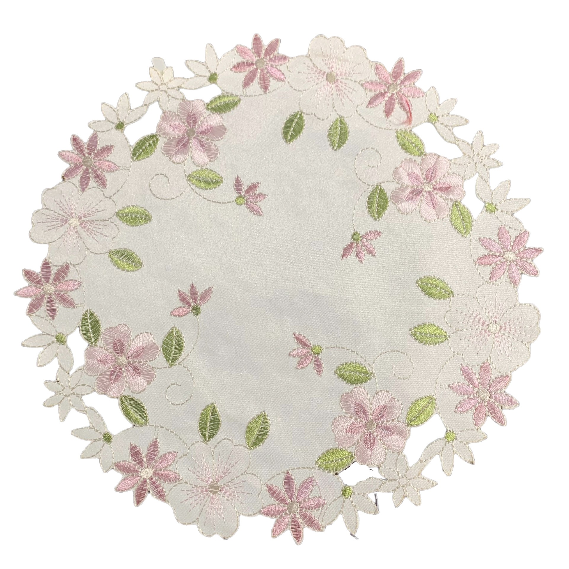 Wholesale European-style pastoral embroidered placemat polyester fabric decorative round table mat cross-border hot selling embroidery coaster