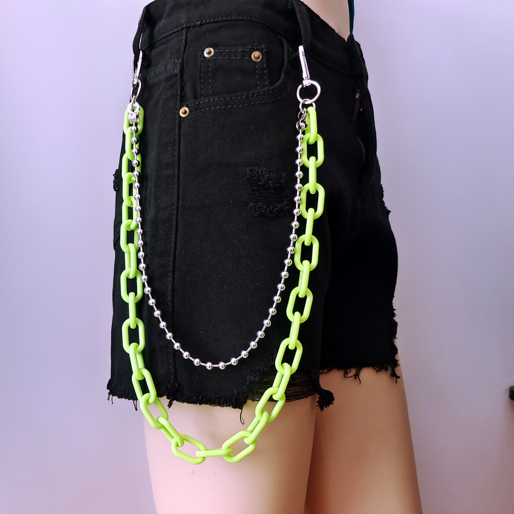 European and American cross-border jewelry acrylic color fluorescent chain waist chain female punk retro plastic body chain wholesale