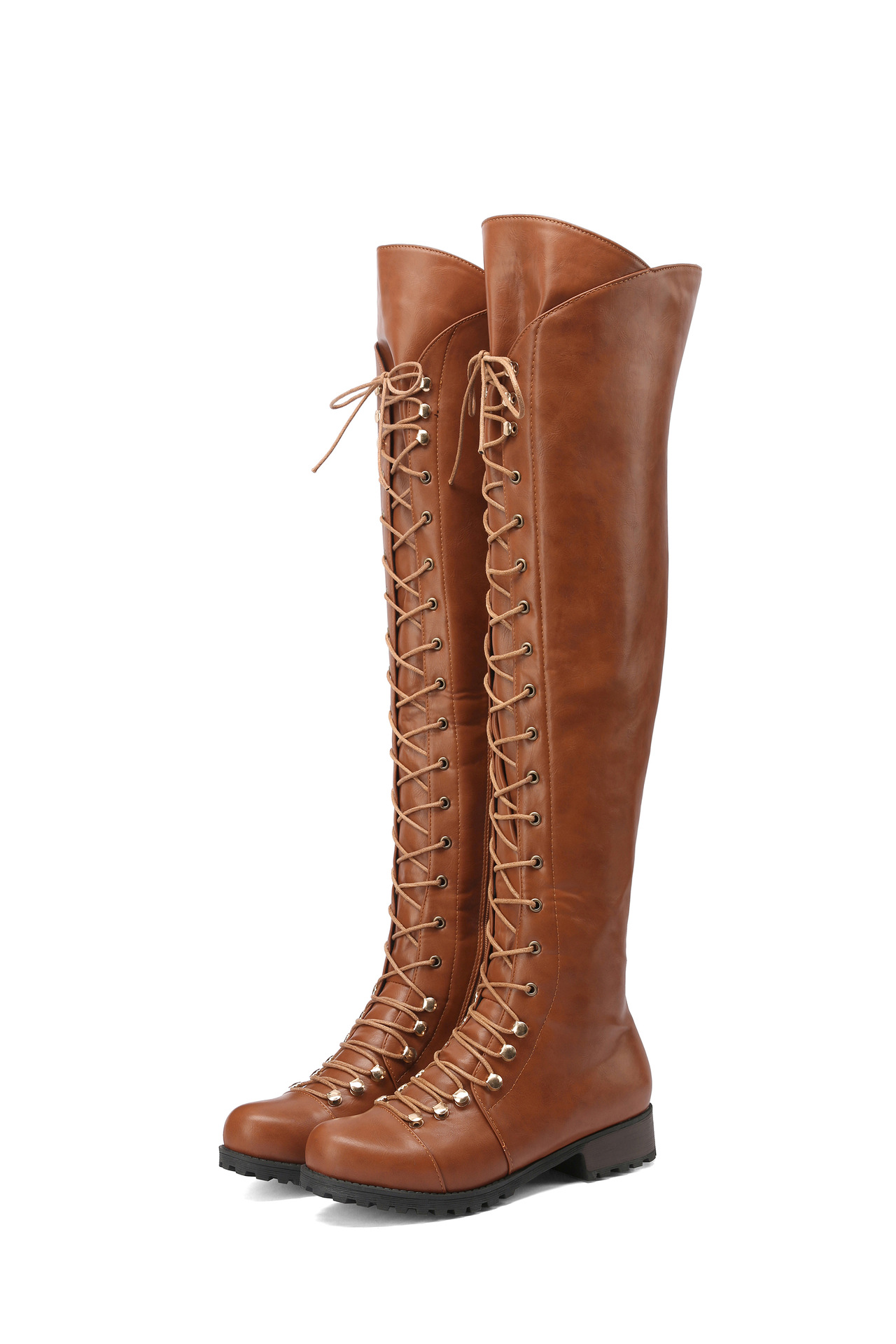 Autumn and winter New European and American women's boots cross strap knee-length boots Knight boots wish AliExpress foreign trade supply large size